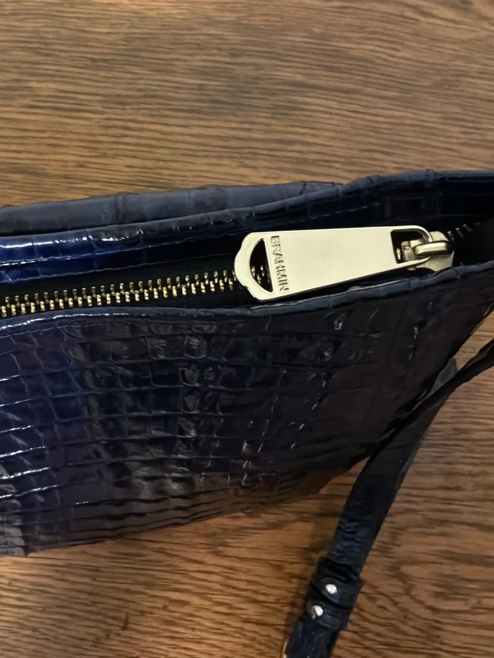 Brahmin Navy/Black Croc-Embossed Leather Crossbody